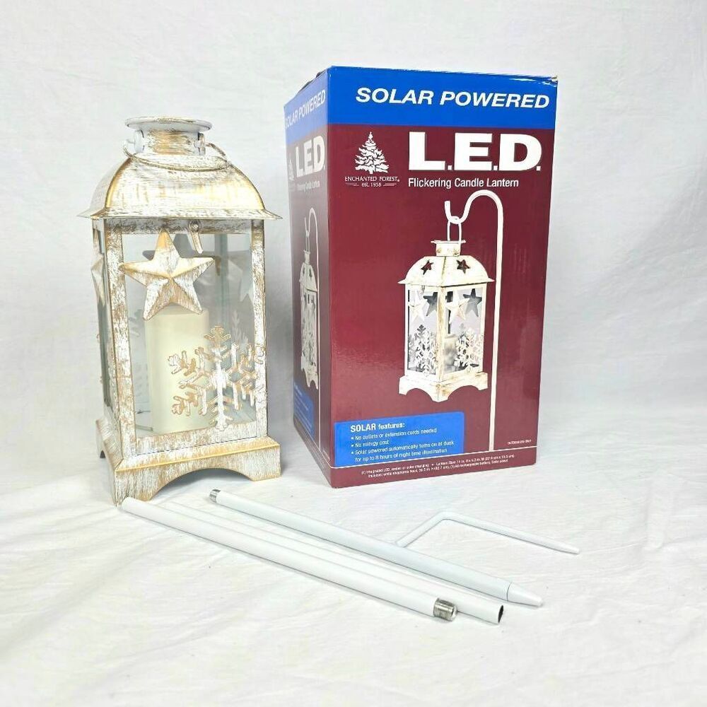 Enchanted Forest Solar LED Flicker Candle Lantern White